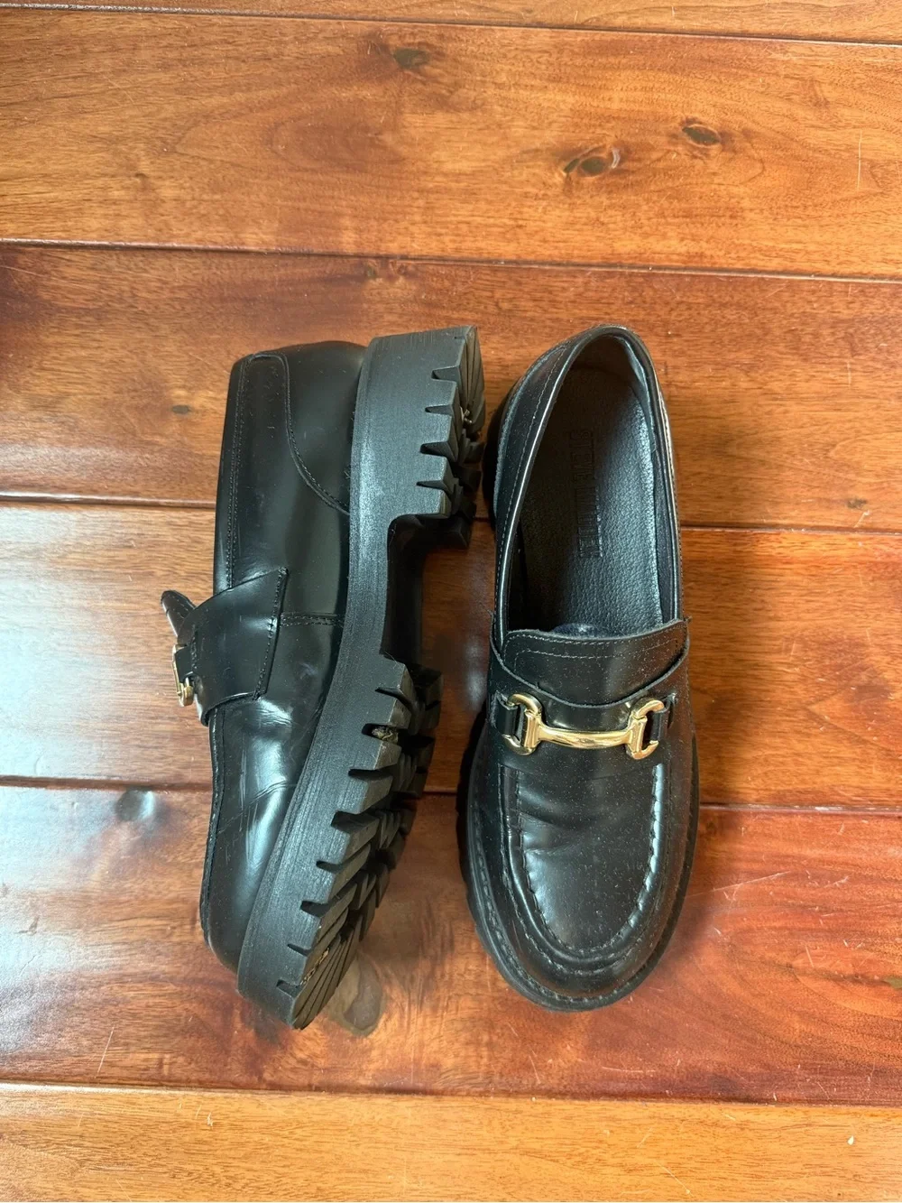 Steve Madden Black Leather Loafers SZ8